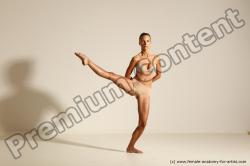 Underwear Gymnastic poses Woman White Moving poses Slim long blond Dynamic poses Academic